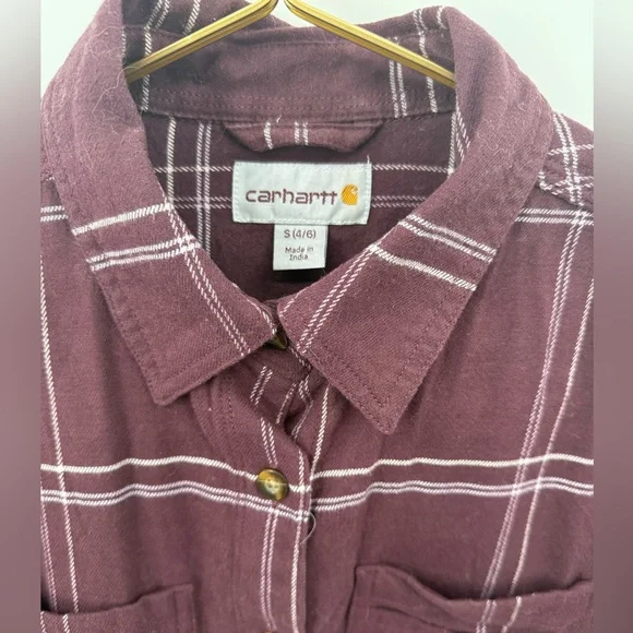 Carhartt Women’s Maroon Plaid Button-Down Shirt - Picture 2 of 6